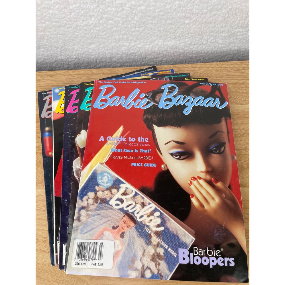 Vintage 1996 Barbie Bazaar Magazine Lot of 5 Issues Price Guides Doll Collector